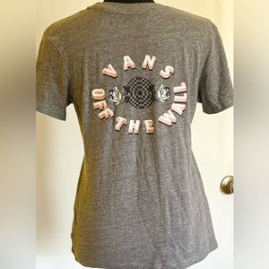 Vans Double Rose Crew Tee: Size Small; Heather Grey w/ Pink, Black & White Print